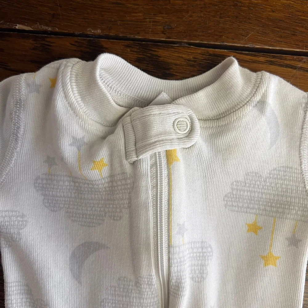 Hanna Andersson Unisex One Piece Zipper Pajamas Clouds Stars Cotton 50 cm 0-3m